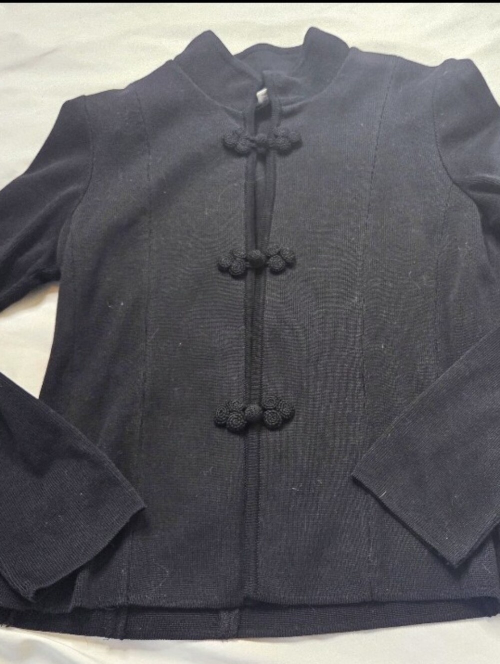 Peruvian Connection M Women’s Black Mandarin Collar Knit Jacket - Picture 1 of 6